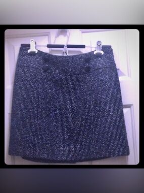 The Limited Classic Black Tweed Mini Skirt with Button Detail. Size 4